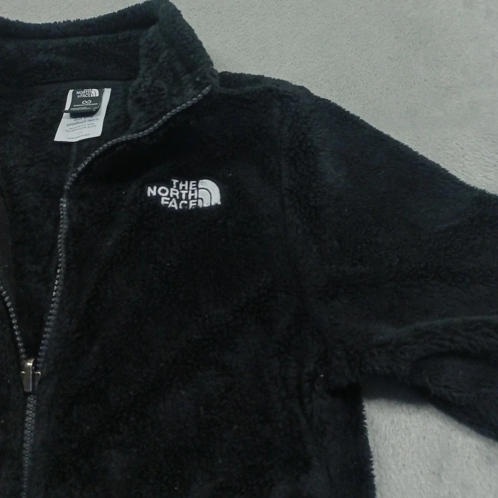North Face Jacket Girls Medium Black Fleece Full‎ Zip Outdoor Logo Casual Pocket